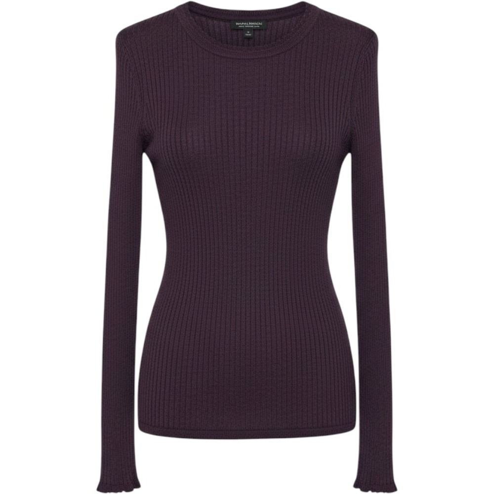 Banana Republic 100% Merino Wool Ribbed Sweater Purple Plum Crew Neck Medium